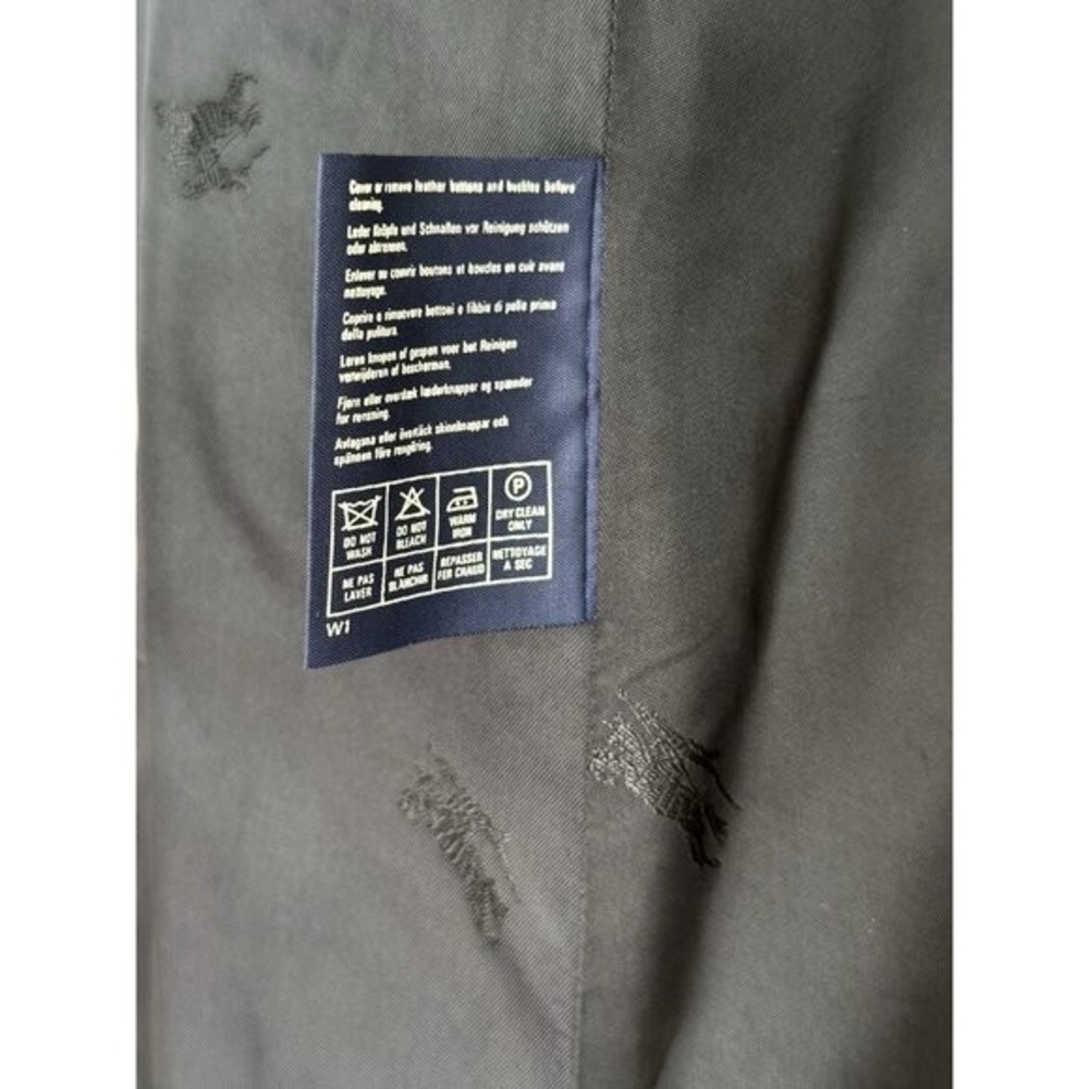Authentic Burberry 100% Wool Navy Blue Midi Trench Coat Women's 10 Waterproof - Picture 9 of 13